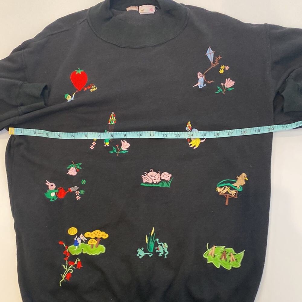 Flashlights Vintage Embroidered Knit Mock Neck Sweater Women’s Unique Sz Lg - Picture 11 of 14